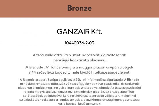 Tanúsítvány a pénzügyileg legstabilabb cégeknek