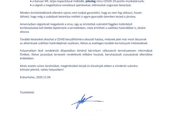 Ügyféltájékoztatás a COVID-19 vírus kapcsán