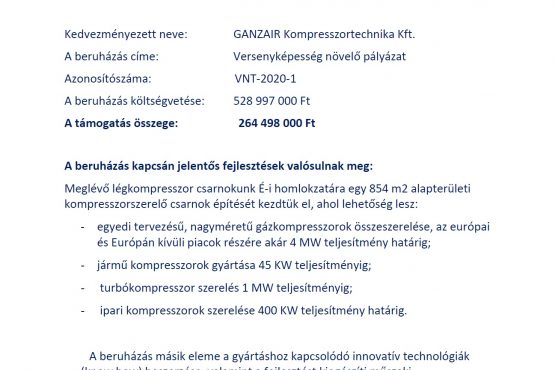 Tájékoztatjuk Tisztelt Partnereinket, hogy cégünk a Külgazdasági és Külügyminisztérium döntése alapján támogatásban részesült.